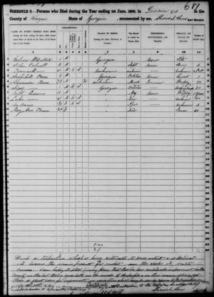 United States Census (Mortality Schedule), 1850 Georgia Wayne Wayne county.jpg