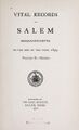 Vital records of Salem, Massachusetts, to the end of the year 1849, Volume 2, Births, Title Page
