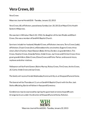 Obit - Vera Crews - GenealogyBank.pdf