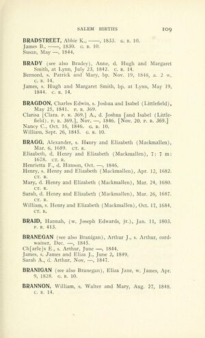 Vital records of Salem, Massachusetts, to the end of the year 1849, Volume 1, Births, Page 109.jpg