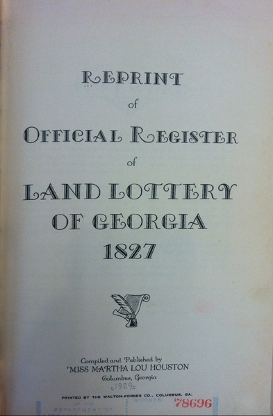 File:Reprint of the Official Register of the land Lottery of Georgia 1827.pdf